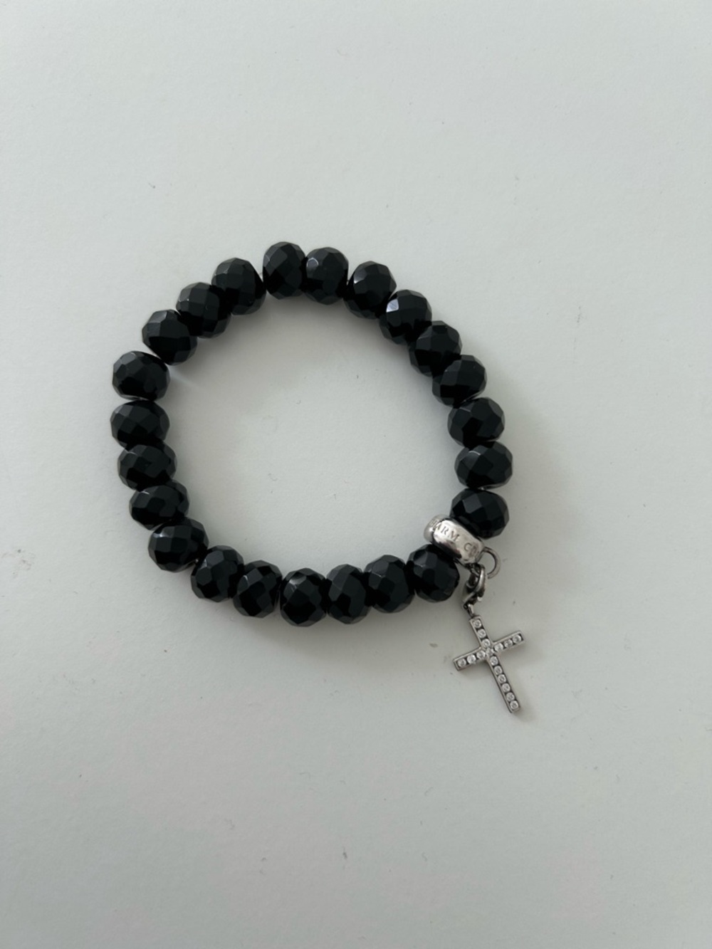 Thomas Sabo Sterling silver
& black Obsidian with Sterling silver Cross Charm